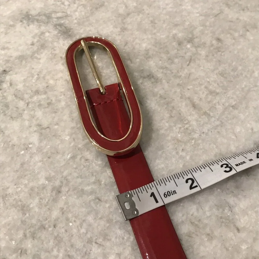 Red Belt Womens‎ Size XXL Faux Patent Leather Shiny MCM Classic Luxury Career